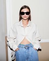 Oversized Button Up - White Tiger
