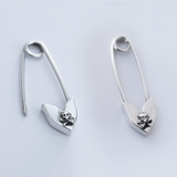 skull and cross bones safety pin earring