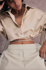 Cropped Button Up Wrap