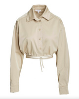 Cropped Button Up Wrap - Tops - STYLEGUISE