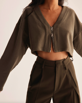 Two-Way Zip Sweatshirt - Tops - STYLEGUISE