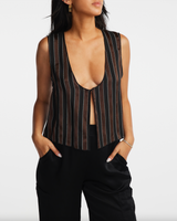 Silk Striped Vest - Tops - STYLEGUISE